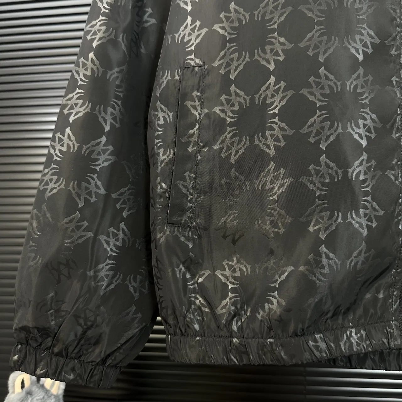 P280 AMIRI 2025 autumn and winter new style, stand-up collar windbreaker jacket, chapter embroidery, official website synchronization, original custom-made hardware zipper, neat stitching, perfect upper body effect, men's casual jacket, color: black, size: M-3XL