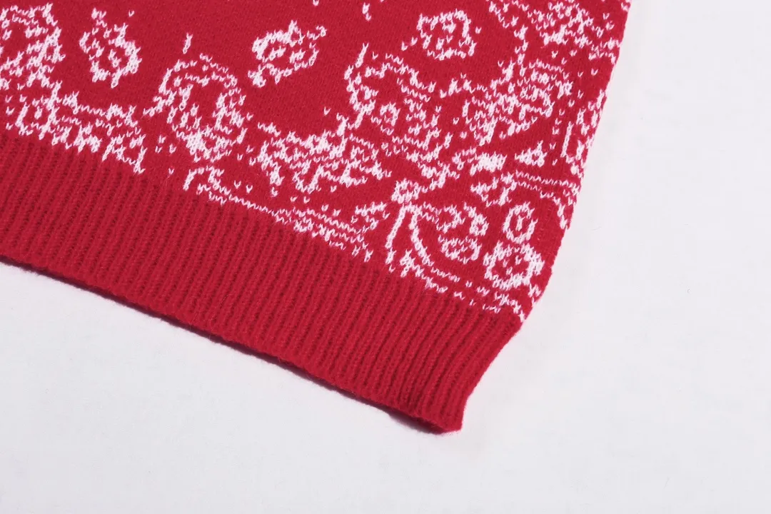 P280 AMIRI new style neckline personalized logo embroidered jacquard seahorse wool sweater Color: Red Black Size: S M L XL XXL