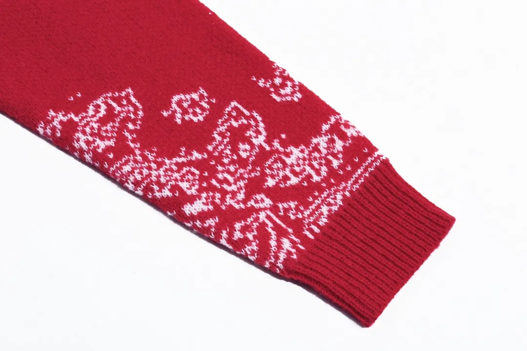 P280 AMIRI new style neckline personalized logo embroidered jacquard seahorse wool sweater Color: Red Black Size: S M L XL XXL