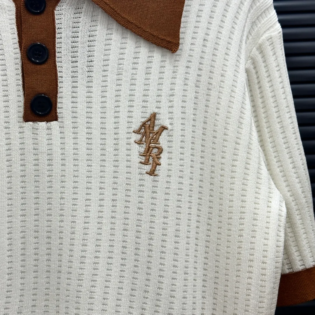 P300 Style: AMIRI patchwork embroidered knitted POLO Size: S-XXL Fabric: Wool blend Accessories: Full set of customized original accessories No gender distinction, same style for men and women