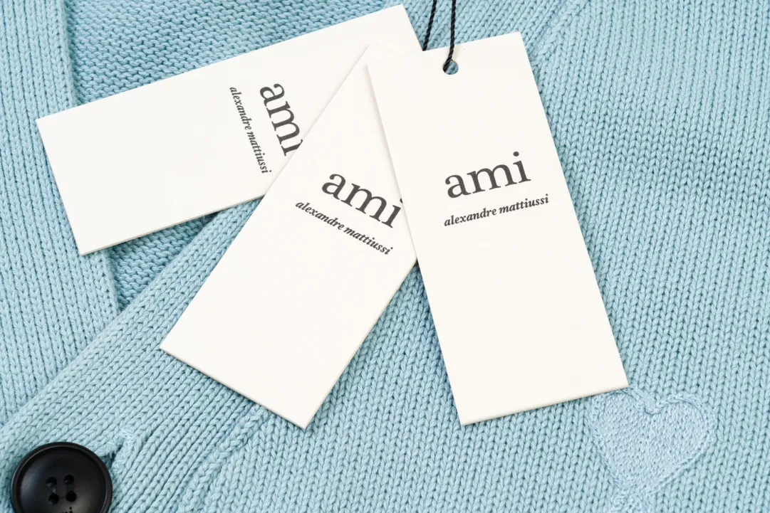 P180 A8116# AMI Paris 2023 New Arrival Love Towel Embroidered Cardigan Sweater Single Piece M Size 0g Oversize Version Same Style for Men and Women Color: Black White Sky Blue Vanilla Apricot Code Number: S-XL P150