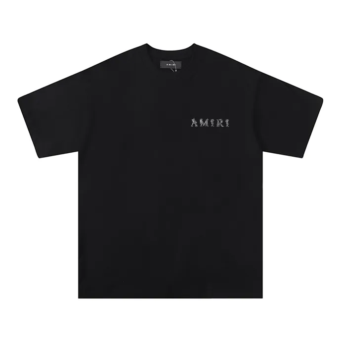 Style number: 695 P120 Fabric: 260g double yarn AMIRI 2025 spring and summer new logo round neck T-shirt high street unisex style loose classic letter short sleeves Color: White Black Size: S M L XL