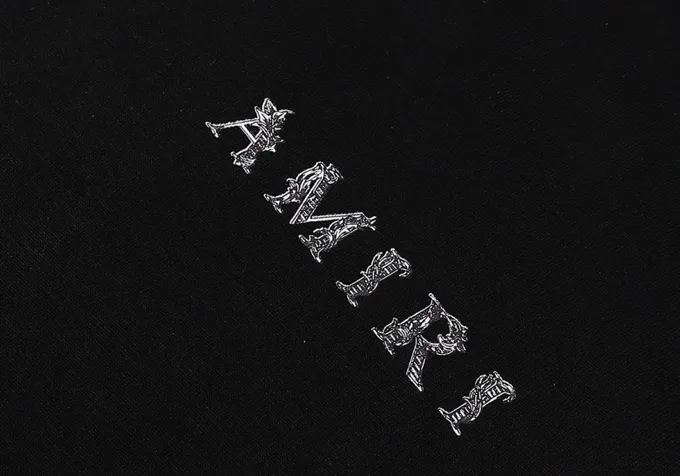 Style number: 695 P120 Fabric: 260g double yarn AMIRI 2025 spring and summer new logo round neck T-shirt high street unisex style loose classic letter short sleeves Color: White Black Size: S M L XL