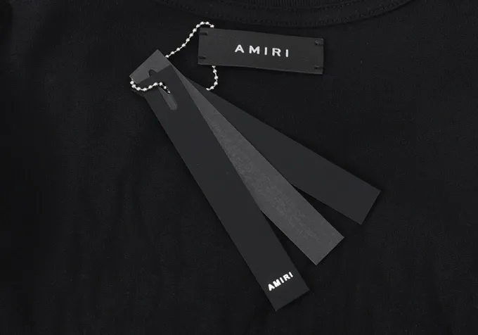 Style number: 695 P120 Fabric: 260g double yarn AMIRI 2025 spring and summer new logo round neck T-shirt high street unisex style loose classic letter short sleeves Color: White Black Size: S M L XL