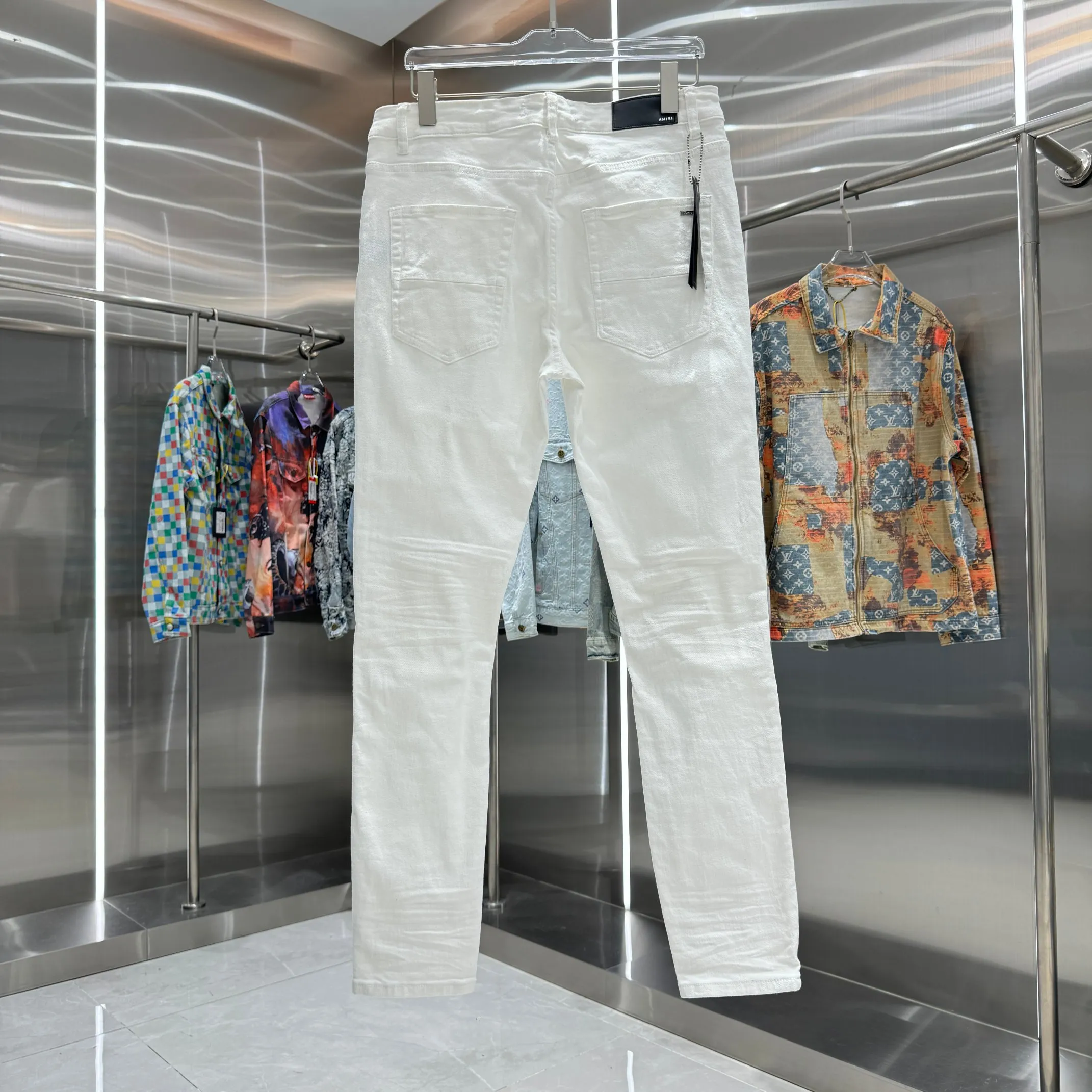 P290 Amiri ripped craft street fashion slim fit stretch jeans Color White Size 30 32 34 36 38