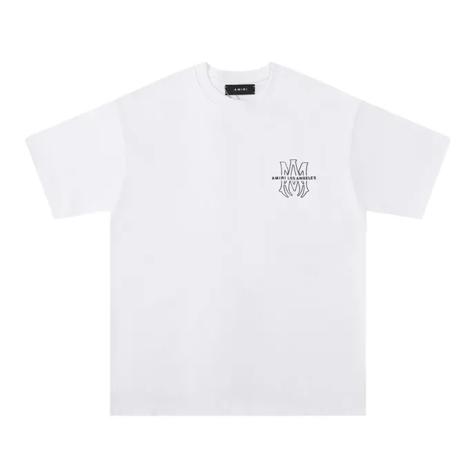 Style number: 724 P126 Fabric: 260g double yarn AMIRI 2025 spring and summer new logo round neck T-shirt high street men and women loose classic letter cashew flower short sleeves Color: black. White Size: S M L XL