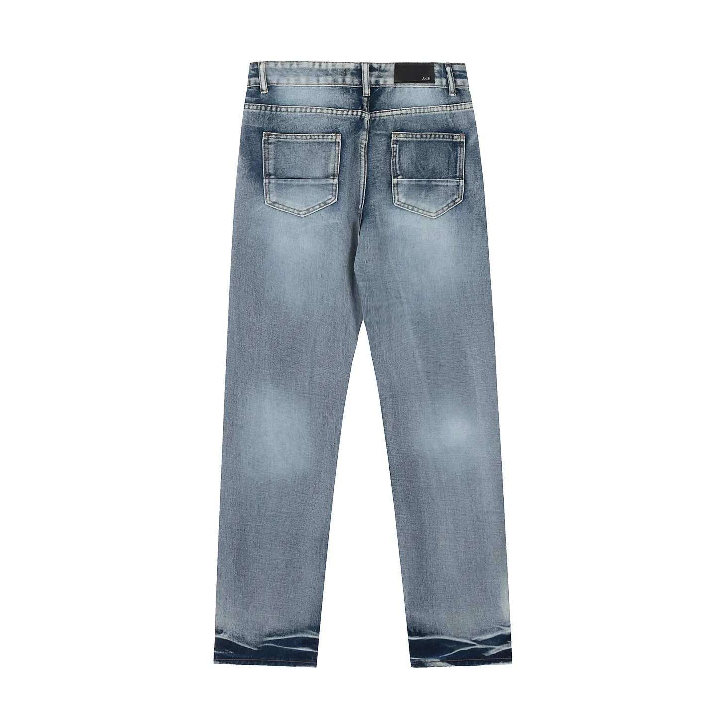 #M10 P168💰 AMIRI patch embroidery jeans trousers AMIRI high street basic ripped tight elastic jeans trousers amiri brand jeans break the production process and cutting of the original jeans, the fabrics are softer and more comfortable Hand-sewn collar label Customized logo buttons Genuine leather tag Color: Picture color Size: 30-32-34-36