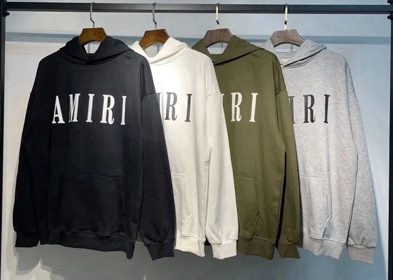 868 P220 AMIRI real shot sweatshirt black white gray military green hanging S. M. L. XL