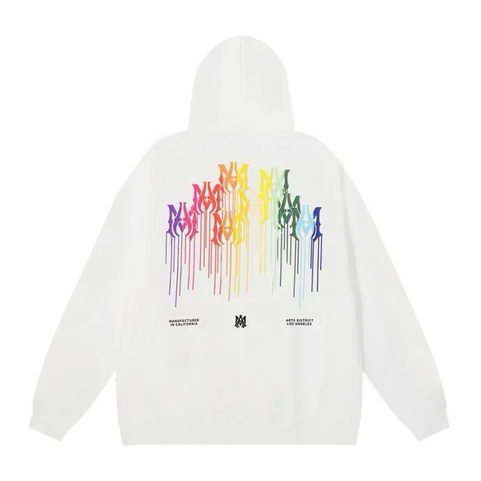 Style number: 870 P230 Fabric: 360g pure cotton terry sweatshirt AMIRI 2025 autumn and winter new logo hooded terry sweatshirt high street unisex loose classic letter jacket Color: Black White Size: S M L XL