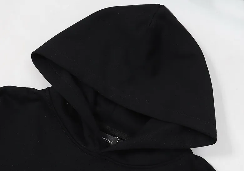 Style number: 870 P230 Fabric: 360g pure cotton terry sweatshirt AMIRI 2025 autumn and winter new logo hooded terry sweatshirt high street unisex loose classic letter jacket Color: Black White Size: S M L XL