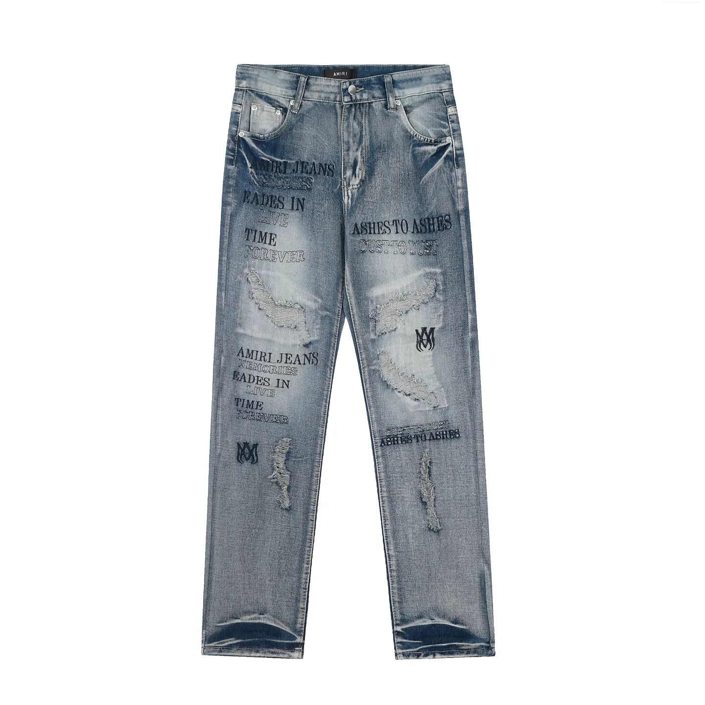 ￼#M04 P168💰 AMIRI splash-ink medal patch embroidered jeans trousers AMIRI high street basic ripped tight stretch jeans trousers Amiriamiri is transliterated as Emil, which is the name of the founder. Mike Amiri, the founder of amiri, grew up in Los Angeles, USA. He was influenced by the local street culture Rock since he was a child, so he founded the amiri brand named after himself. A variety of trendy clothing meets the needs of different trendy players. Amiri clothing has novel and unique styles and is a well-known street brand in the United States. Many of its styles and styles are loved by many street photographers. Various clothing styles meet the needs of different people, show their unique temperament, and show the trend of dressing. amiri's jeans are relatively famous. Not only do they have many styles, but the quality of the jeans is also very good. Many celebrities have also worn amiri brand jeans.  The jeans of the amiri brand break through the production process and cutting of the original jeans. The fabrics are relatively soft and comfortable, and are not as hard as some jeans, which can irritate the skin and cause the skin to bleed when worn. Los Angeles trendy brand Amiri's jeans are made with great detail from tailoring to texture, adding wrinkles, bullet holes, damage and other details to add to the trendiness of the jeans. You can choose the style that suits you according to your own needs. Only when you wear a suitable style can you have a certain sense of fashion.  In recent years, high street has become a word that appears more and more frequently in men's clothing. High street style has also become an important direction for everyone's matching. High street related items are basically inseparable from oversize or off-shoulder tops. The lower body is matched with trackpants or tight-fitting denim. In my opinion, the most representative one is perhaps annihilation. Color; picture color Size: 30-32-34-36
