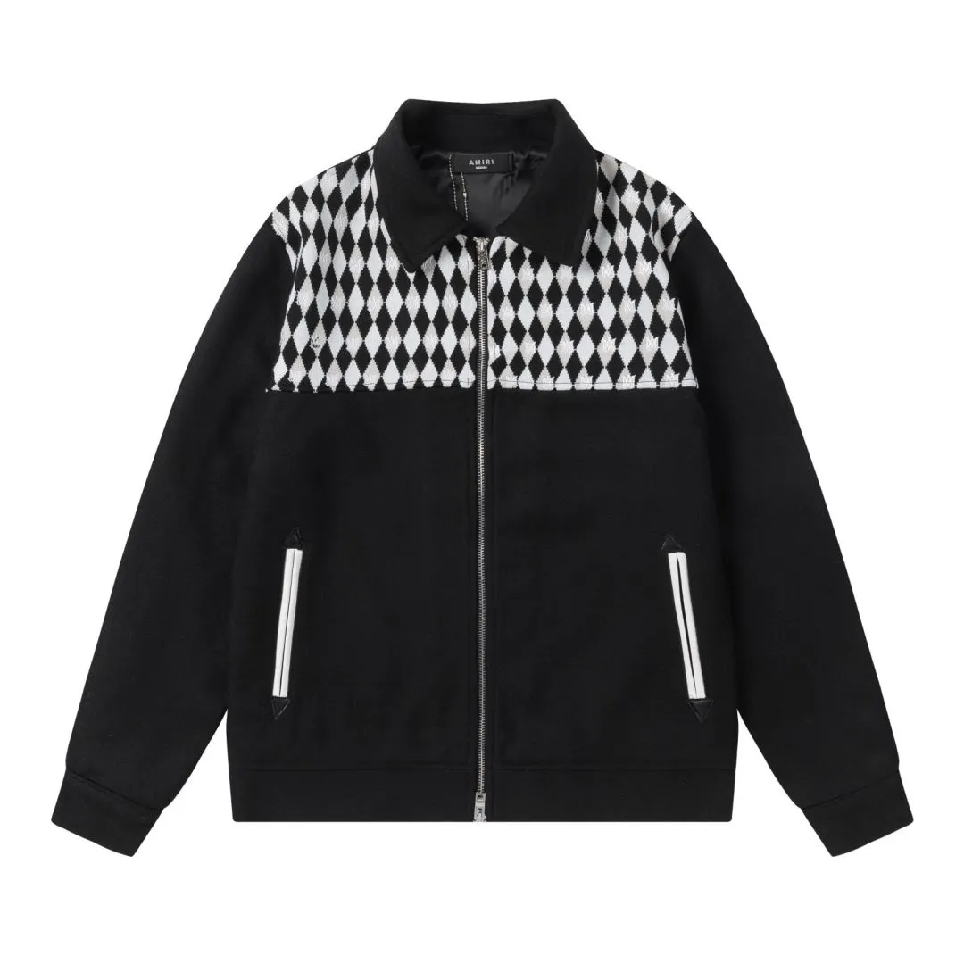 7157#P516AMIRI heavy-duty stitching embroidered jacket, color: black, red. Size: S M L XL