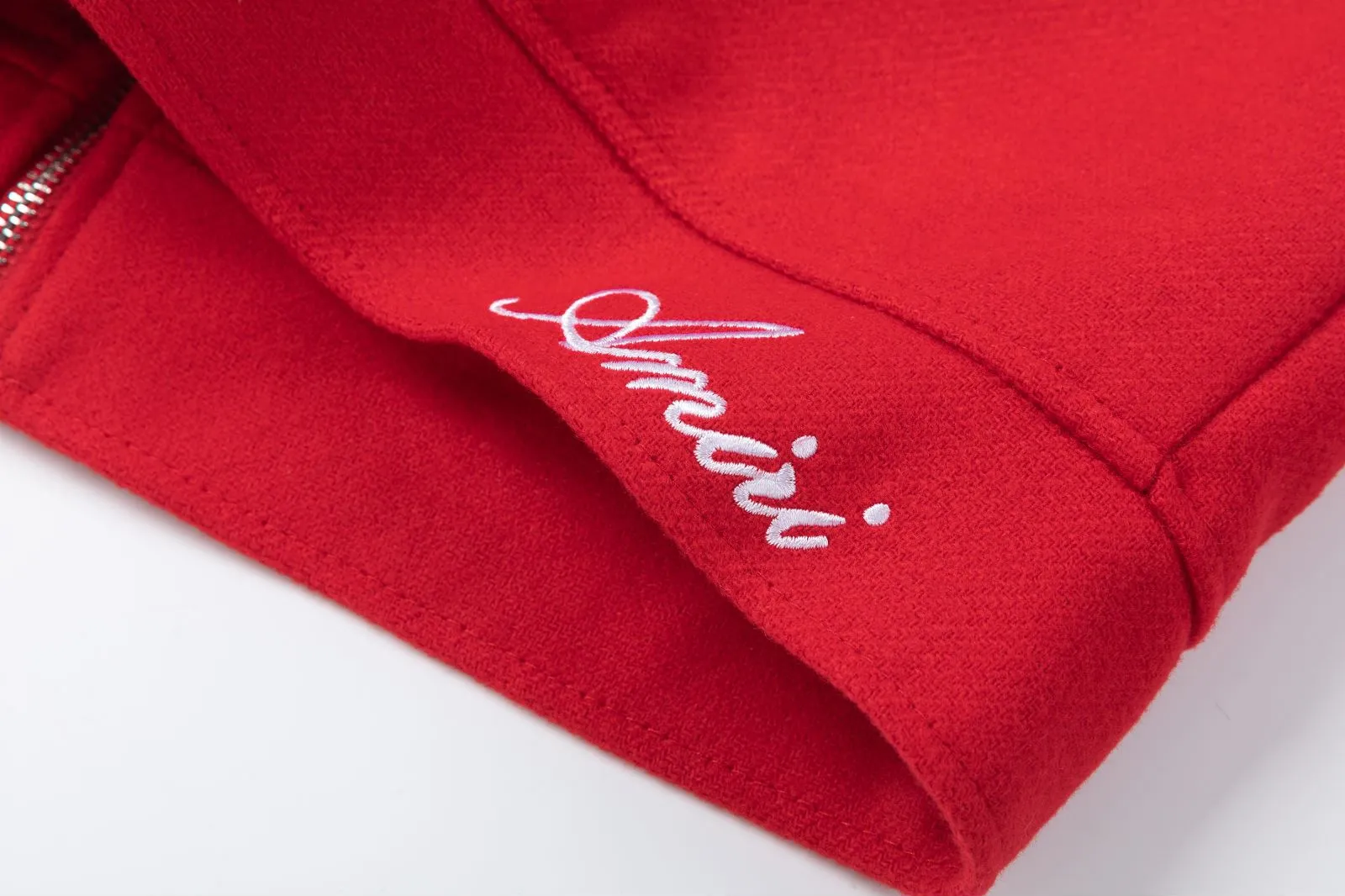 7157#P516AMIRI heavy-duty stitching embroidered jacket, color: black, red. Size: S M L XL