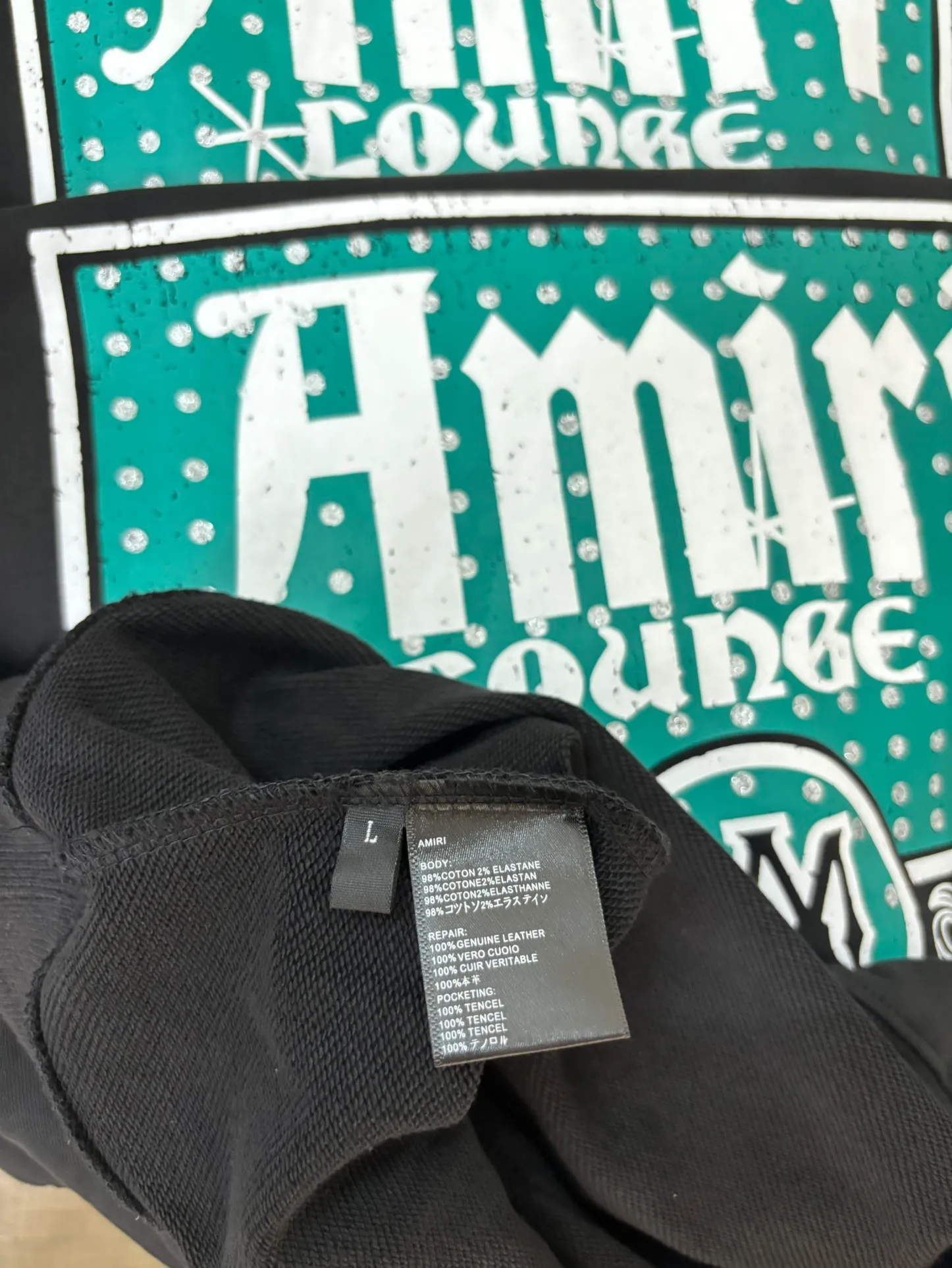 892 P230 autumn and winter new product AMIRI real shot sweatshirt black hanging shot S. M. L. XL