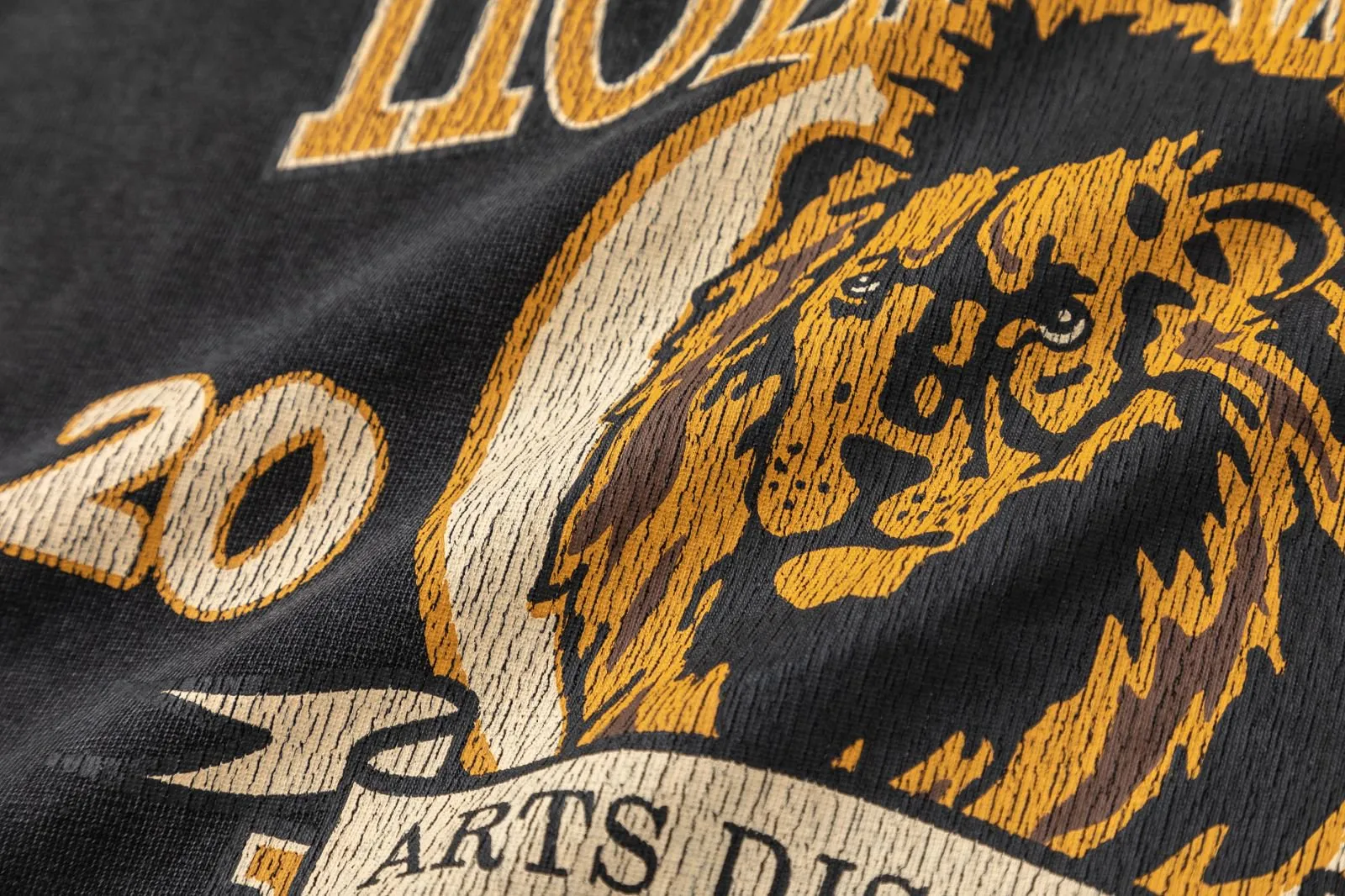 8048#P170, AMIRI lion head print, washed, frayed and fried, loose version of T-shirt, made of 300g heavy fabric, color: black, size: S M L XL