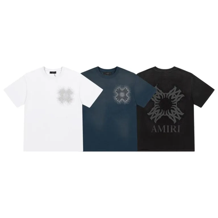 8011#P176, AMIRI washed and ironed diamond style, color: black, white, royal blue, size: S M L XL