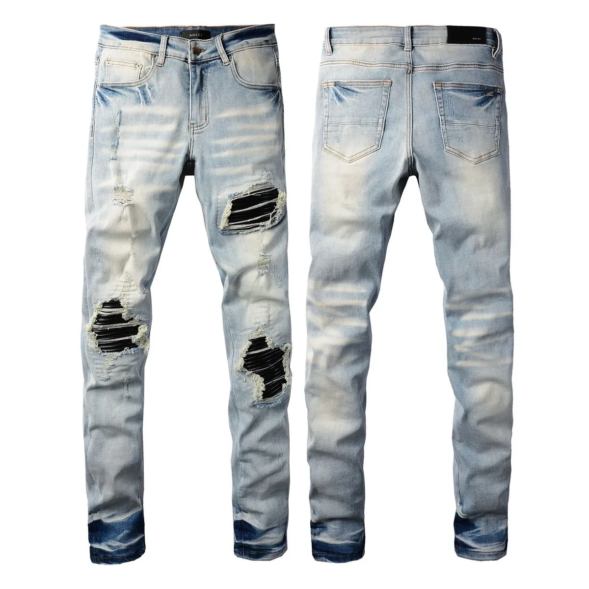P166 Top replica AMIRI jeans trousers AMIRI high street basic ripped tight stretch jeans trousers Amiriamiri is transliterated as Emil, which is the name of the founder. Mike Amiri, the founder of amiri, grew up in Los Angeles, USA. He was influenced by the local street culture Rock since he was a child, so he founded the amiri brand named after himself. A variety of trendy clothing meets the needs of different fashion players. Amiri clothing has novel and unique styles and is a well-known street brand in the United States. Many of its styles and styles are loved by many street photographers. Various clothing styles meet the needs of different people, show their unique temperament, and show the trend of dressing. amiri's jeans are relatively famous. Not only do they have many styles, but the quality of the jeans is also very good. Many celebrities have also worn amiri brand jeans.  The jeans of the amiri brand break through the production process and cutting of the original jeans. The fabrics are relatively soft and comfortable, and are not as hard as some jeans, which can irritate the skin and cause the skin to bleed when worn. Los Angeles trendy brand Amiri's jeans are made with great detail from tailoring to texture, adding wrinkles, bullet holes, damage and other details to add to the trendiness of the jeans. You can choose the style that suits you according to your own needs. Only when you wear a suitable style can you have a certain sense of fashion.  In recent years, high street has become a word that appears more and more frequently in men's clothing. High street style has also become an important direction for everyone's matching. High street related items are basically inseparable from oversize or off-shoulder tops. The lower body is matched with trackpants or tight-fitting denim. In my opinion, the most representative one is perhaps annihilation. Color; picture color Size: m l xl xxl