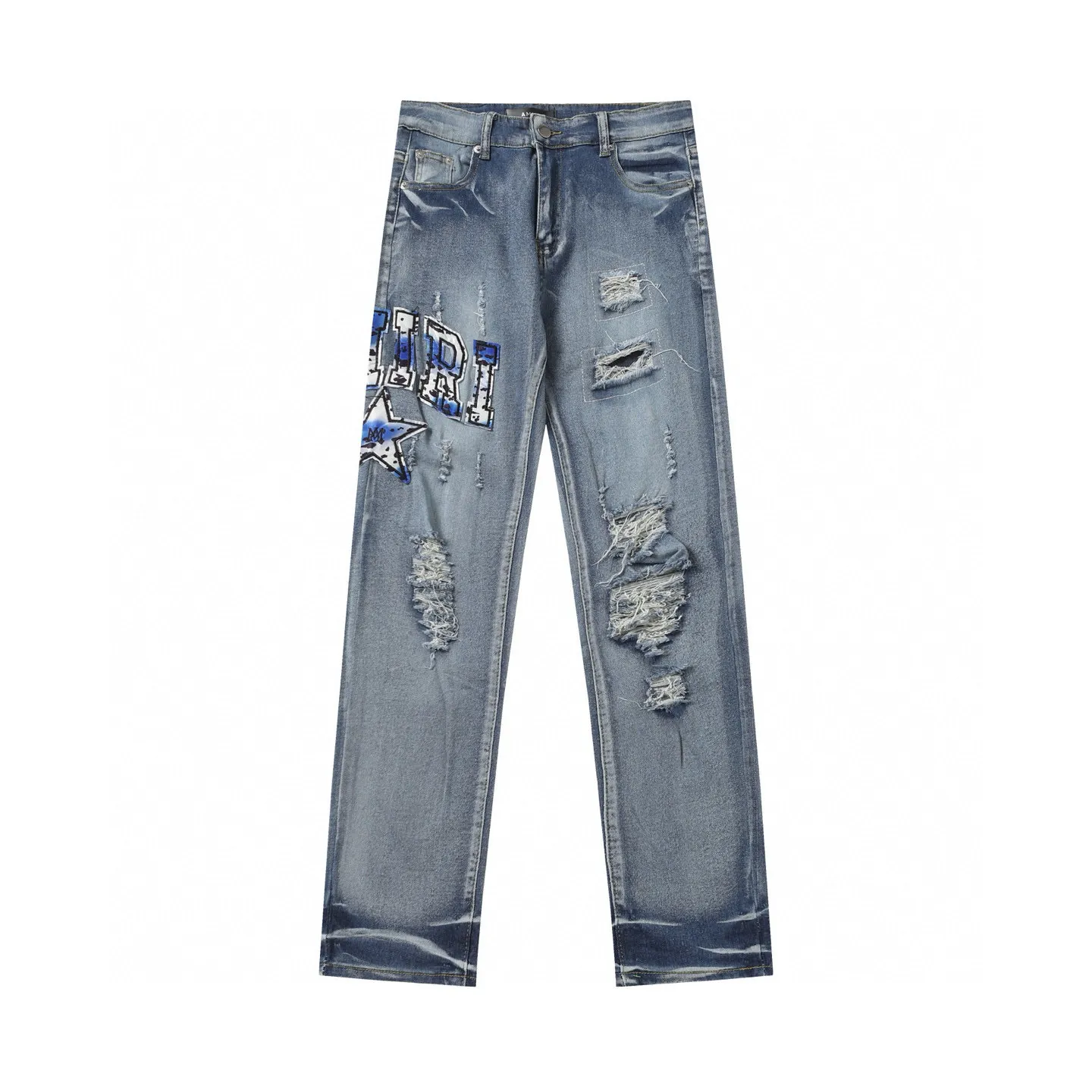 P270 AMIRI patch embroidery jeans trousers AMIRI high street basic ripped jeans trousers Color: Picture color Code number: 28-36