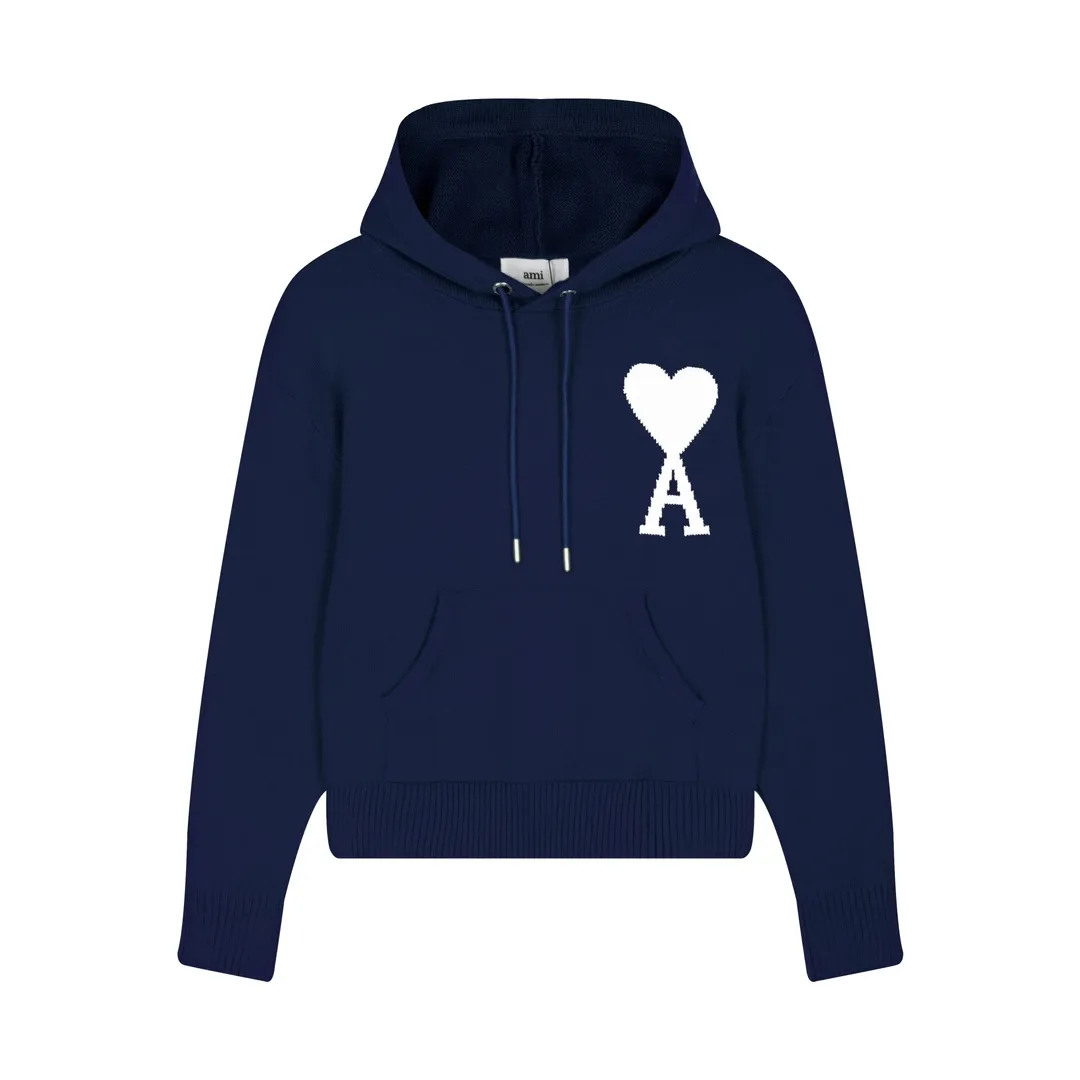 CYA46# ami paris22 spring and summer new big love letter A pullover wool sweater hooded, same style for men and women. Color: black white green yellow nine red royal blue gray black 7 colors code number: S-XL