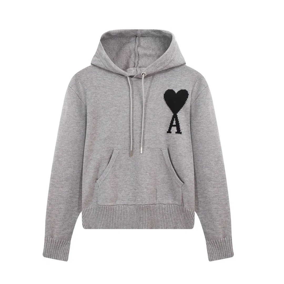 CYA46# ami paris22 spring and summer new big love letter A pullover wool sweater hooded, same style for men and women. Color: black white green yellow nine red royal blue gray black 7 colors code number: S-XL