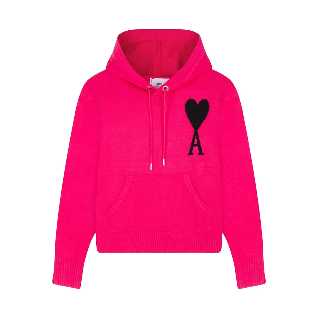 CYA46# ami paris22 spring and summer new big love letter A pullover wool sweater hooded, same style for men and women. Color: black white green yellow nine red royal blue gray black 7 colors code number: S-XL