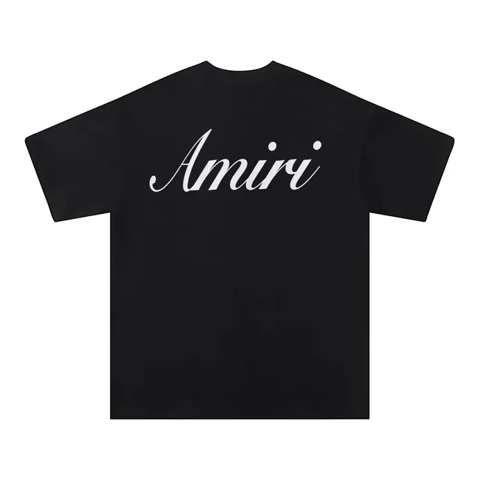 Style number: 682 P114 Fabric: 260g double yarn AMIRI 2025 spring and summer new logo round neck T-shirt high street unisex style loose classic letter short sleeves Color: White Black Size: S M L XL