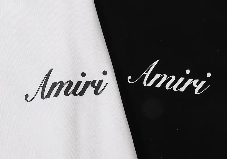 Style number: 682 P114 Fabric: 260g double yarn AMIRI 2025 spring and summer new logo round neck T-shirt high street unisex style loose classic letter short sleeves Color: White Black Size: S M L XL