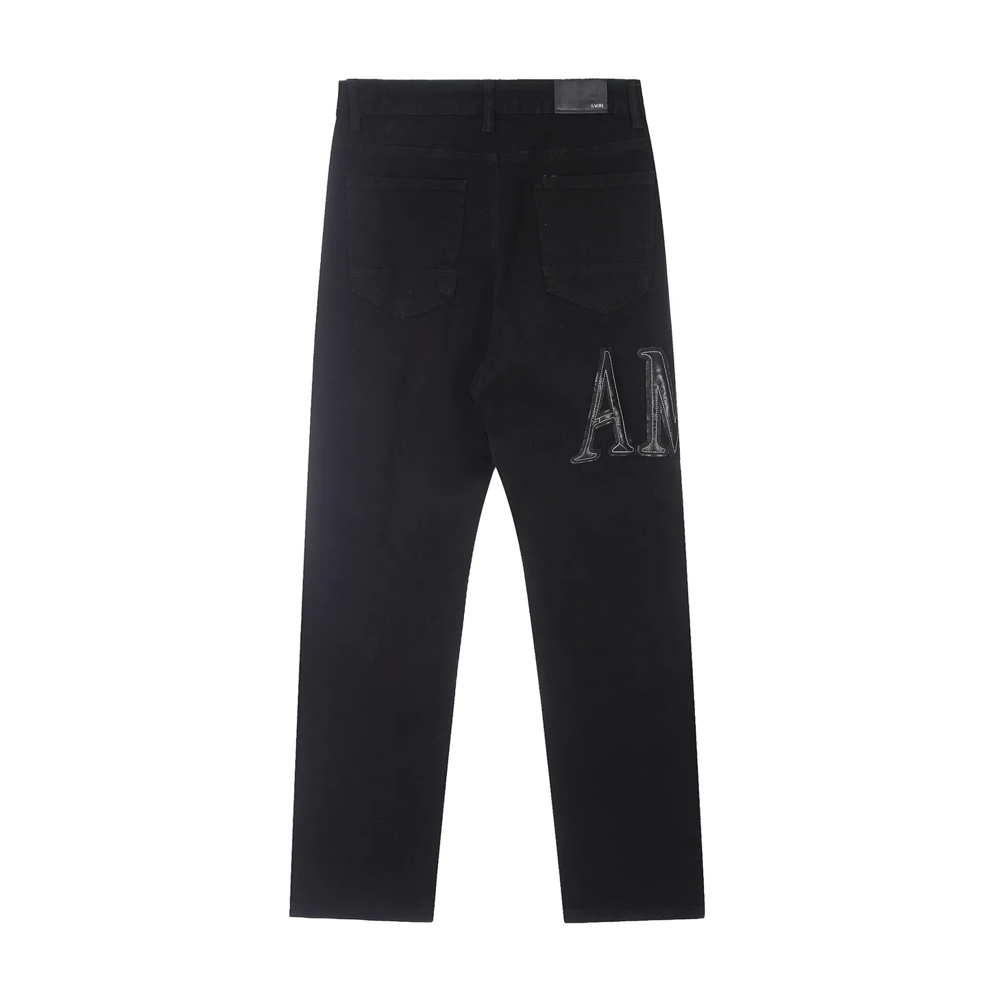 #M34 P168💰 Amiri classic embroidered patched leather ripped lettering jeans. Slim fit jeans. Produced by a major washed factory. Full of high-end. Partial destruction of the knees and patchwork design. Already used as a facade design. Leather waist nameplate. The focus of this style is not on the washing, but on the shape and version of the destruction. The secret lies in the craftsmanship of the master. The cost of post-processing, grinding, cutting, etc. is far beyond the cost of assembly line products. Color: Picture color Size: 30-32-34-36