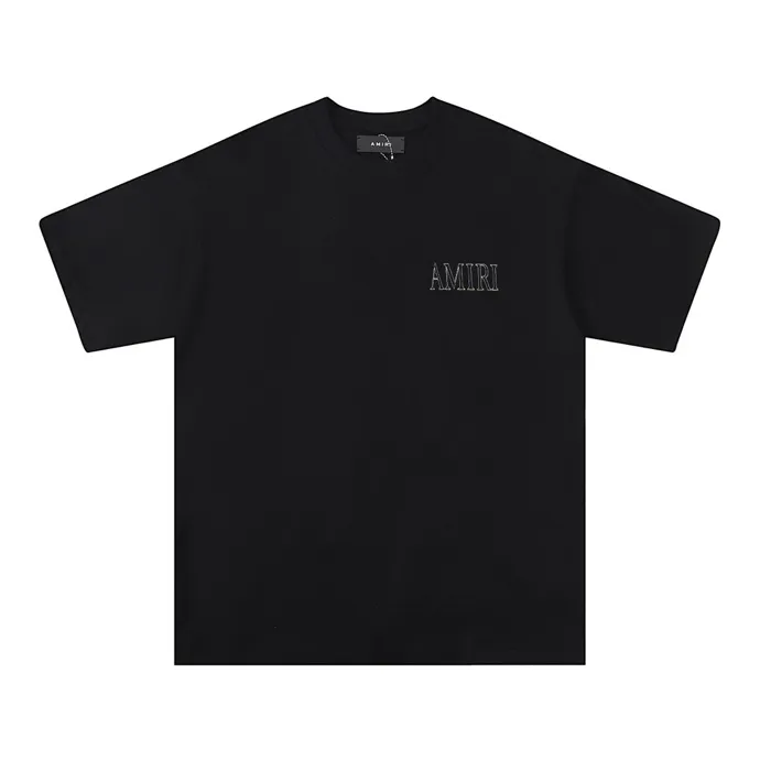 Style number: 673 P126 Fabric: 260g double yarn AMIRI 2025 spring and summer new logo round neck T-shirt high street men and women loose classic letters colorful short sleeves Color: black white Size: S M L XL