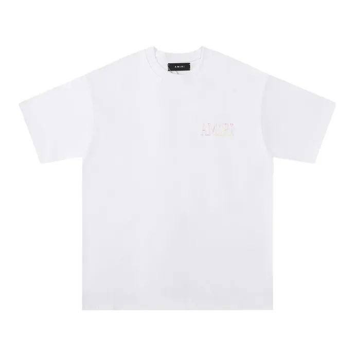 Style number: 673 P126 Fabric: 260g double yarn AMIRI 2025 spring and summer new logo round neck T-shirt high street men and women loose classic letters colorful short sleeves Color: black white Size: S M L XL