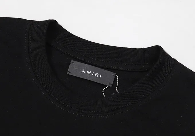 Style number: 673 P126 Fabric: 260g double yarn AMIRI 2025 spring and summer new logo round neck T-shirt high street men and women loose classic letters colorful short sleeves Color: black white Size: S M L XL