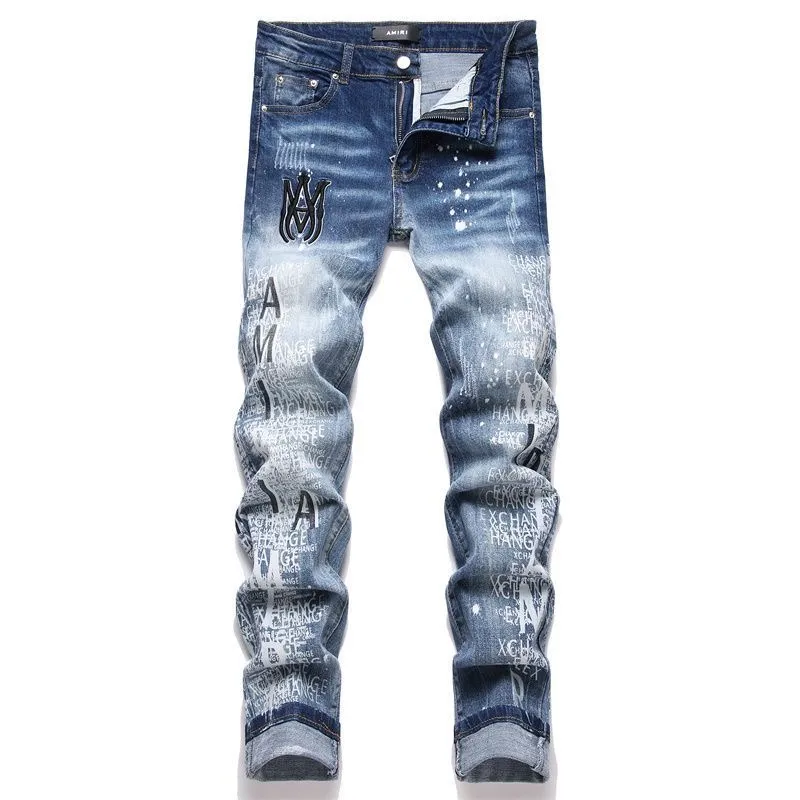 ￼#M05 P168💰 AMIRI splash-ink medal patch embroidered jeans trousers AMIRI high street basic ripped tight stretch jeans trousers Amiriamiri is transliterated as Emil, which is the name of the founder. Mike Amiri, the founder of amiri, grew up in Los Angeles, USA. He was influenced by the local street culture Rock since he was a child, so he founded the amiri brand named after himself. A variety of trendy clothing meets the needs of different trendy players. Amiri clothing has novel and unique styles and is a well-known street brand in the United States. Many of its styles and styles are loved by many street photographers. Various clothing styles meet the needs of different people, show their unique temperament, and show the trend of dressing. amiri's jeans are relatively famous. Not only do they have many styles, but the quality of the jeans is also very good. Many celebrities have also worn amiri brand jeans.  The jeans of the amiri brand break through the production process and cutting of the original jeans. The fabrics are relatively soft and comfortable, and are not as hard as some jeans, which can irritate the skin and cause the skin to bleed when worn. Los Angeles trendy brand Amiri's jeans are made with great detail from tailoring to texture, adding wrinkles, bullet holes, damage and other details to add to the trendiness of the jeans. You can choose the style that suits you according to your own needs. Only when you wear a suitable style can you have a certain sense of fashion.  In recent years, high street has become a word that appears more and more frequently in men's clothing. High street style has also become an important direction for everyone's matching. High street related items are basically inseparable from oversize or off-shoulder tops. The lower body is matched with trackpants or tight-fitting denim. In my opinion, the most representative one is perhaps annihilation. Color; picture color Size: 30-32-34-36