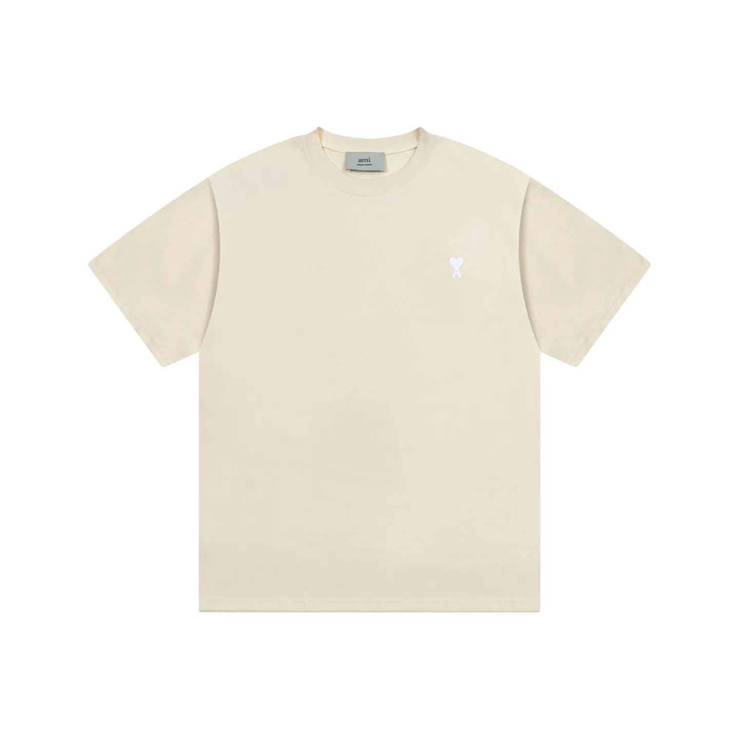 1230# AMI PARIS 25SS new spring and summer classic white ADC small love embroidered short-sleeved T-shirt. Customized 230g double yarn pure cotton fabric matching 280G rib. New main wheat. Washable wheat QR code can be scanned. Same style for men and women. Color: black, white, Baolan, apricot, purple, gray green, coffee. Code number: S-XL