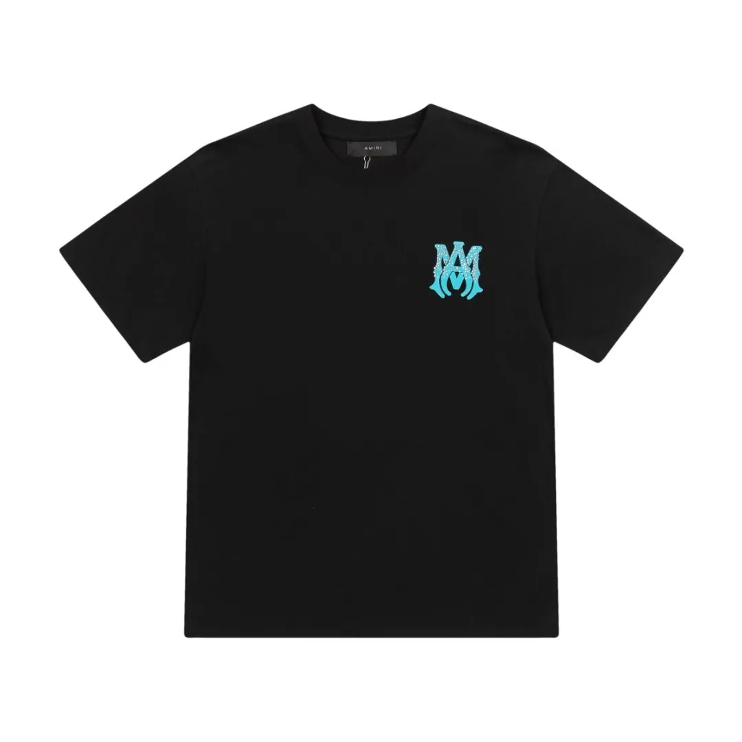 8023#P156amiri printed hot diamond logo, made of 300g heavy fabric, color: black, white, grape purple. Size: S M L XL