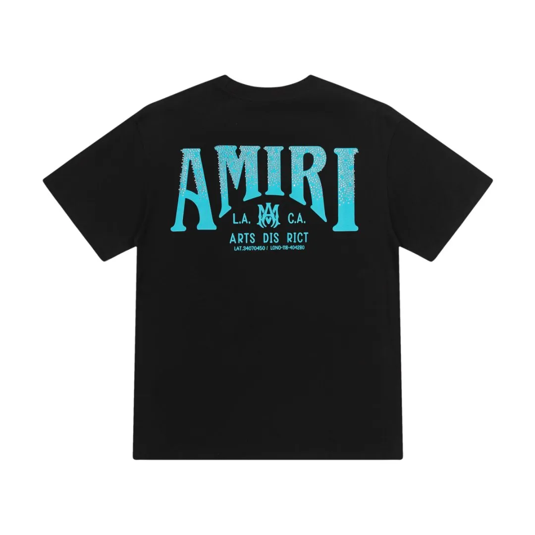 8023#P156amiri printed hot diamond logo, made of 300g heavy fabric, color: black, white, grape purple. Size: S M L XL
