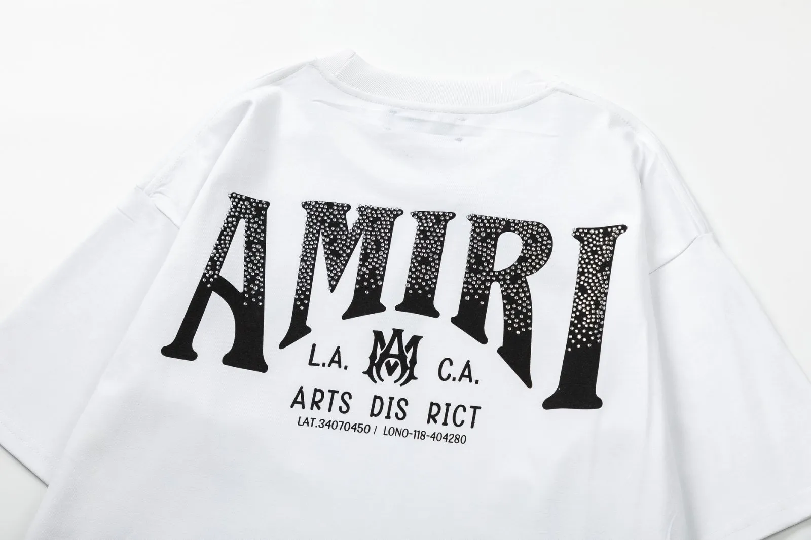 8023#P156amiri printed hot diamond logo, made of 300g heavy fabric, color: black, white, grape purple. Size: S M L XL