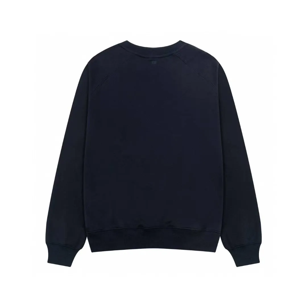 666# AMI PARIS 25 new autumn and winter crochet monogram micro-label towel embroidered raglan round neck pullover sweatshirt Customized 360g pure cotton fabric YP replica New main wheat Washable wheat QR code can be scanned Same style for men and women Color: Baolan apricot Size: S-XL