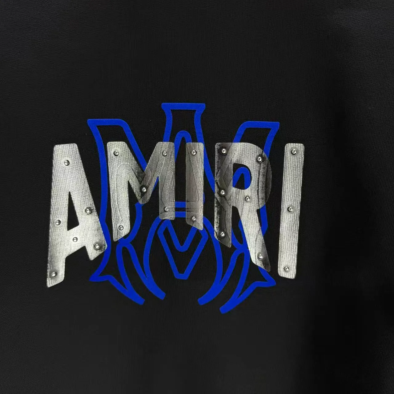 P210 AMIRI* 2025 autumn and winter new round neck sweatshirt 400g terry cotton letter flocking➕3D printing Color: Black White Gray Dark Blue Size: S M L XL XXL