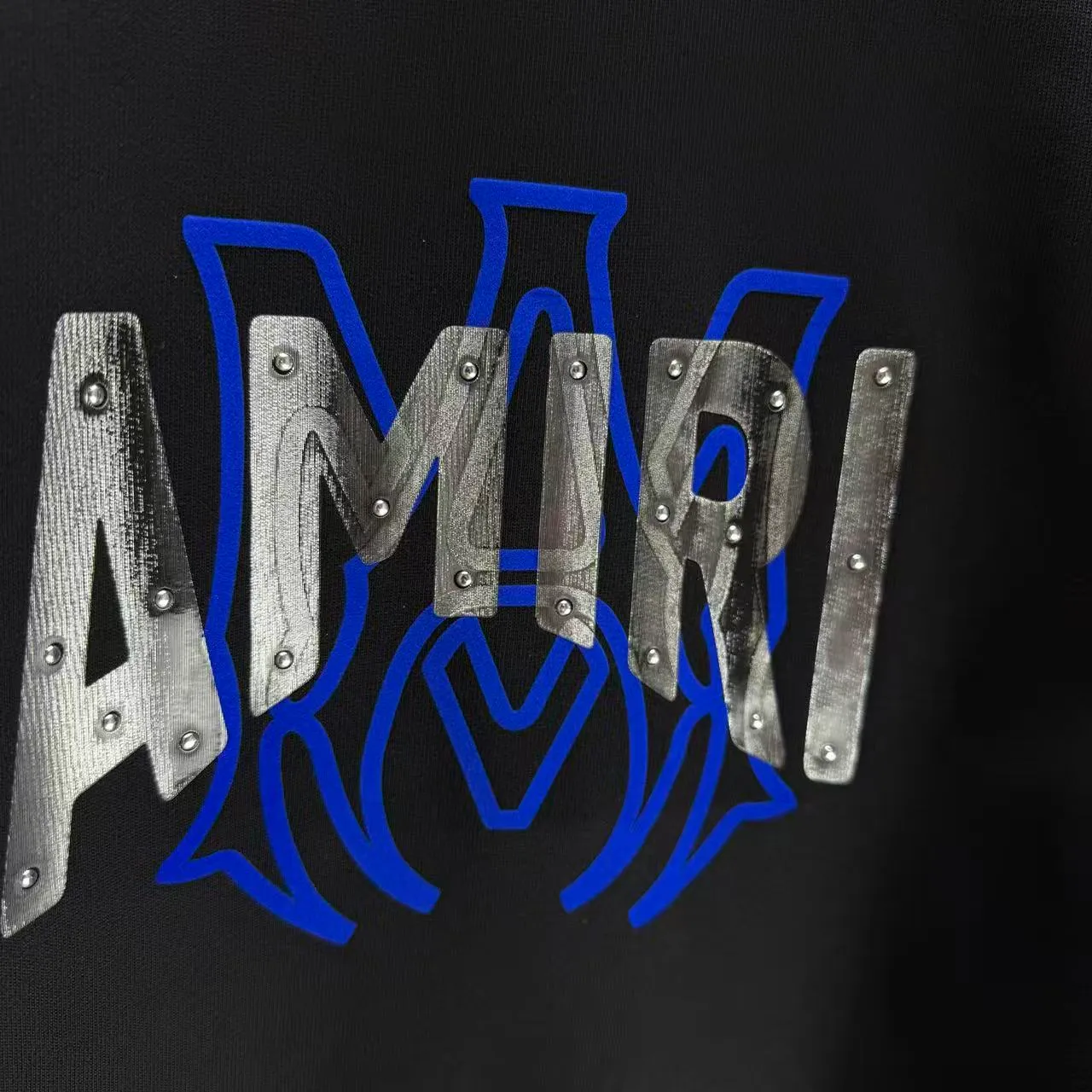P210 AMIRI* 2025 autumn and winter new round neck sweatshirt 400g terry cotton letter flocking➕3D printing Color: Black White Gray Dark Blue Size: S M L XL XXL