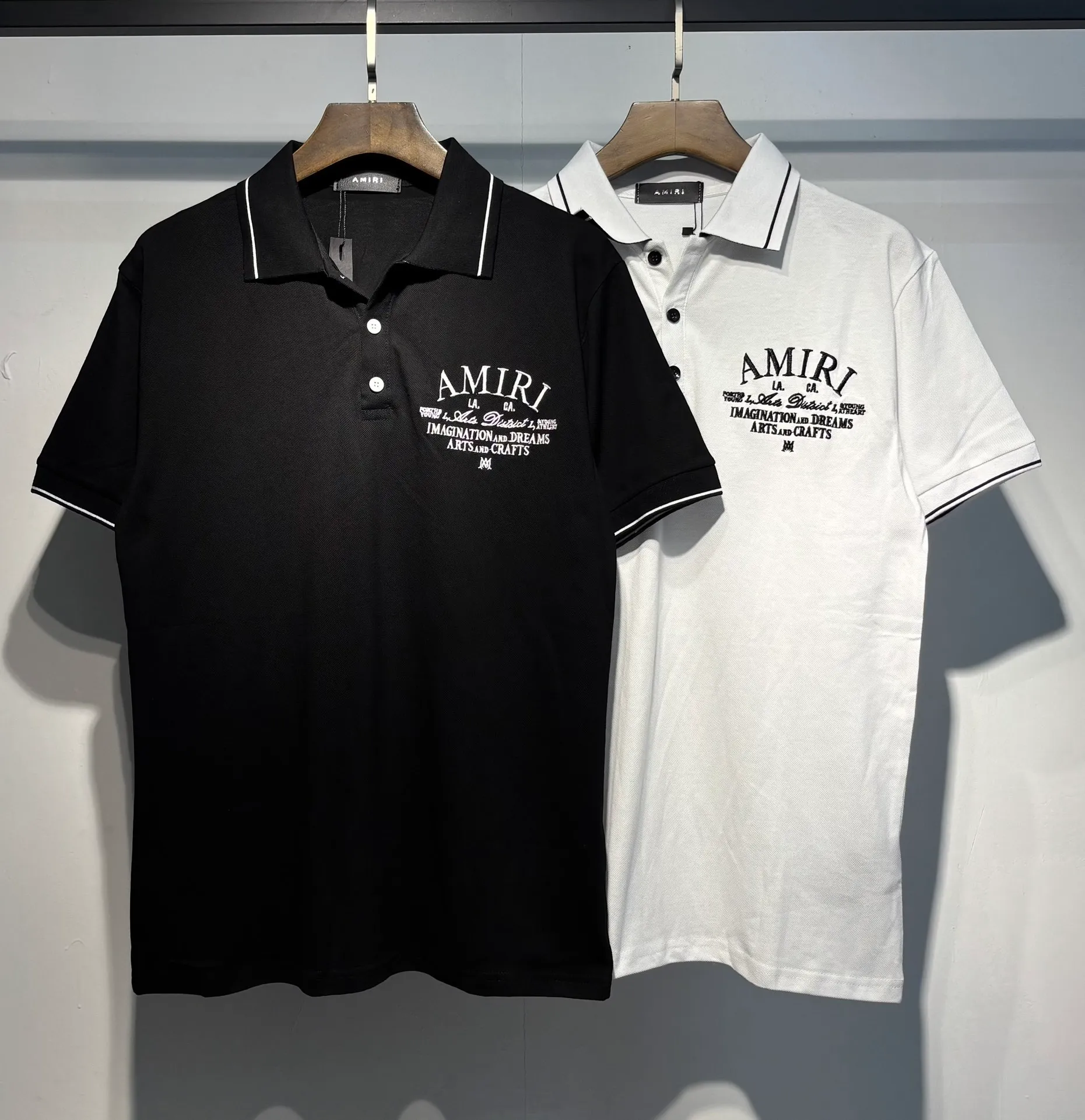 P166 New AMIRI embroidered POLO reverse collar shirt S. M. L. XL