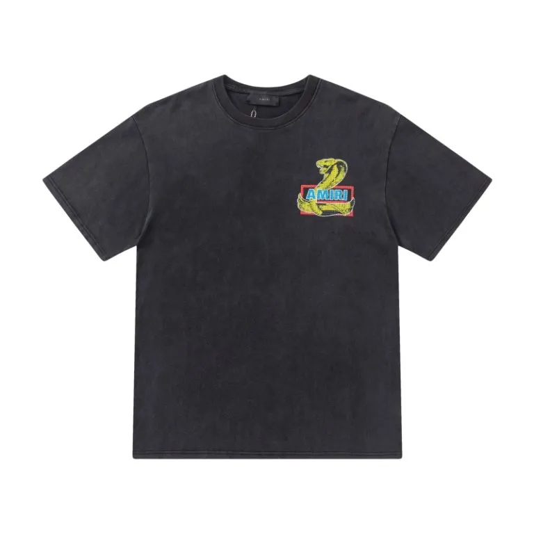 P150 8068#AMIRI Year of the Snake limited edition, using 300g heavy fabric washing process, color: black, size: S M L XL