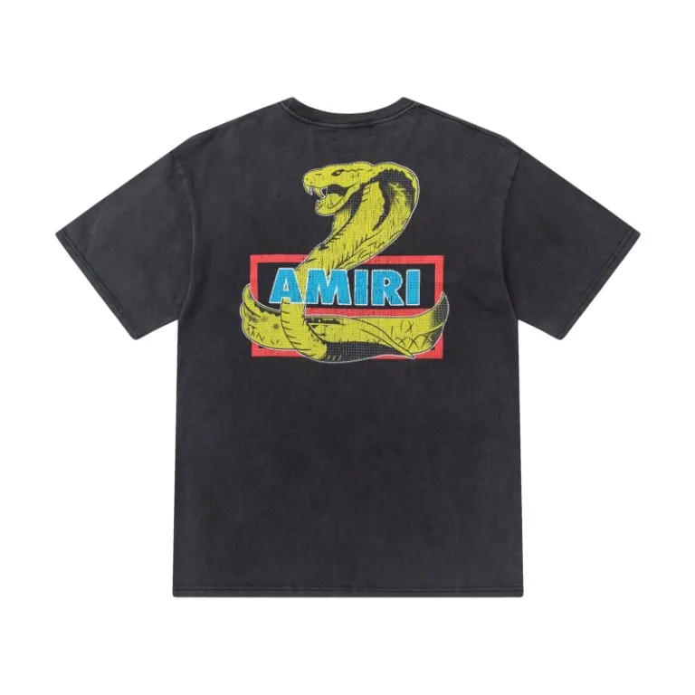 P150 8068#AMIRI Year of the Snake limited edition, using 300g heavy fabric washing process, color: black, size: S M L XL