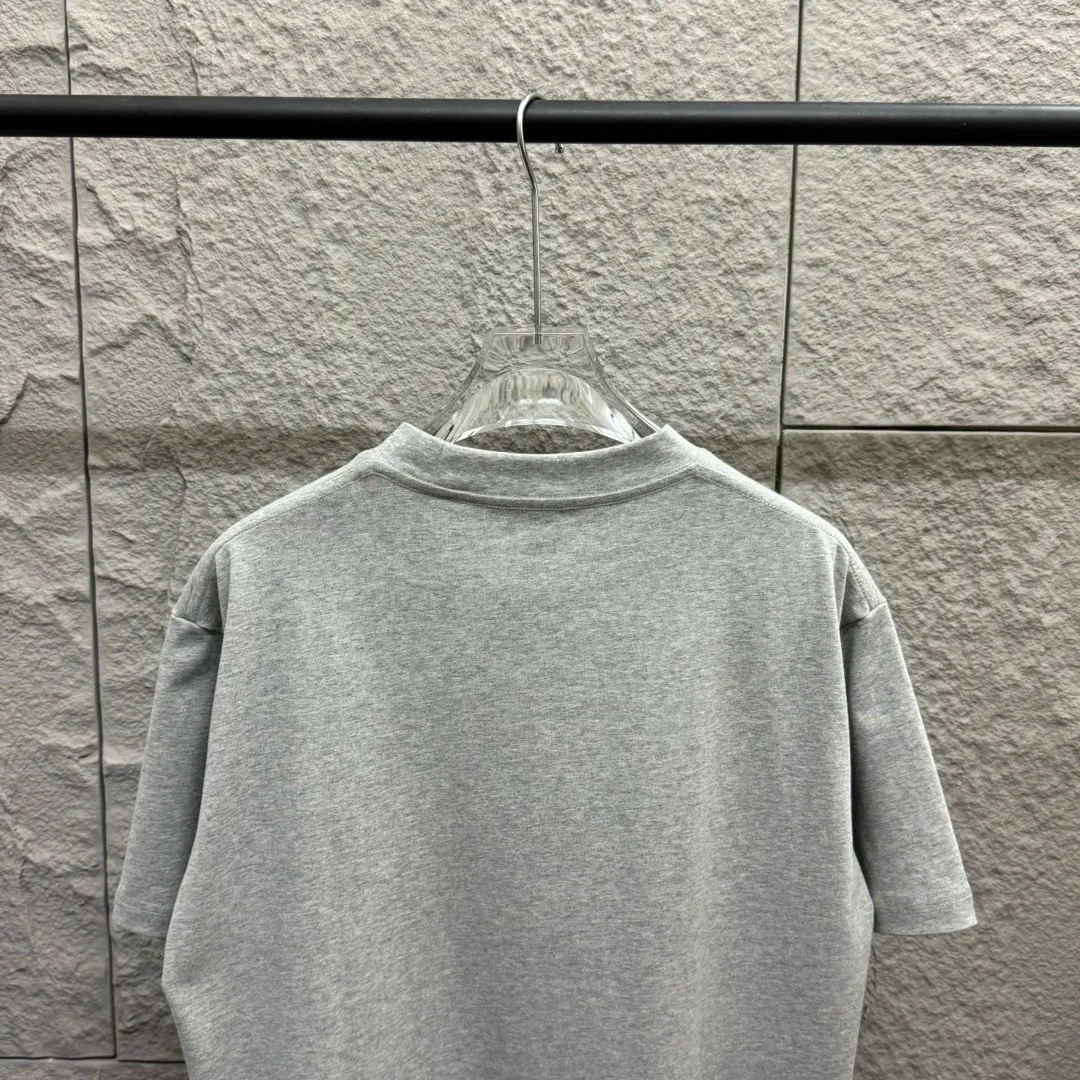 🅿️180 Ami* love embroidery 2025 spring and summer new style Big love A embroidered personalized letters Customized double yarn plain cotton fabric Short-sleeved T-shirt Uniform for men and women Color: white floral gray black Size: S (90-130 pounds) M (120-150 pounds) L (140-165 pounds) XL (160-180 pounds) XXL (180-210 pounds)