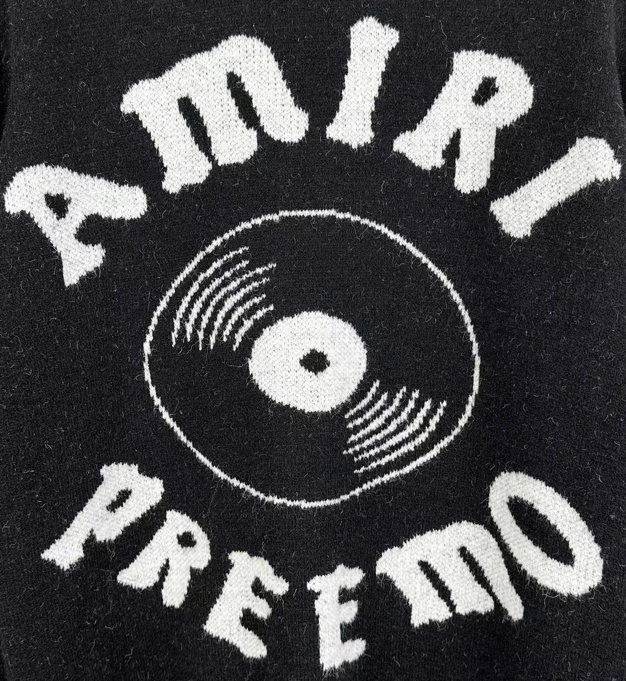 P240 🎉🎉AMIRI autumn and winter new style, partial jacquard letter logo on the front, European and American style sweater, color: fluorescent green, brown, black, size: S M L XL XXL
