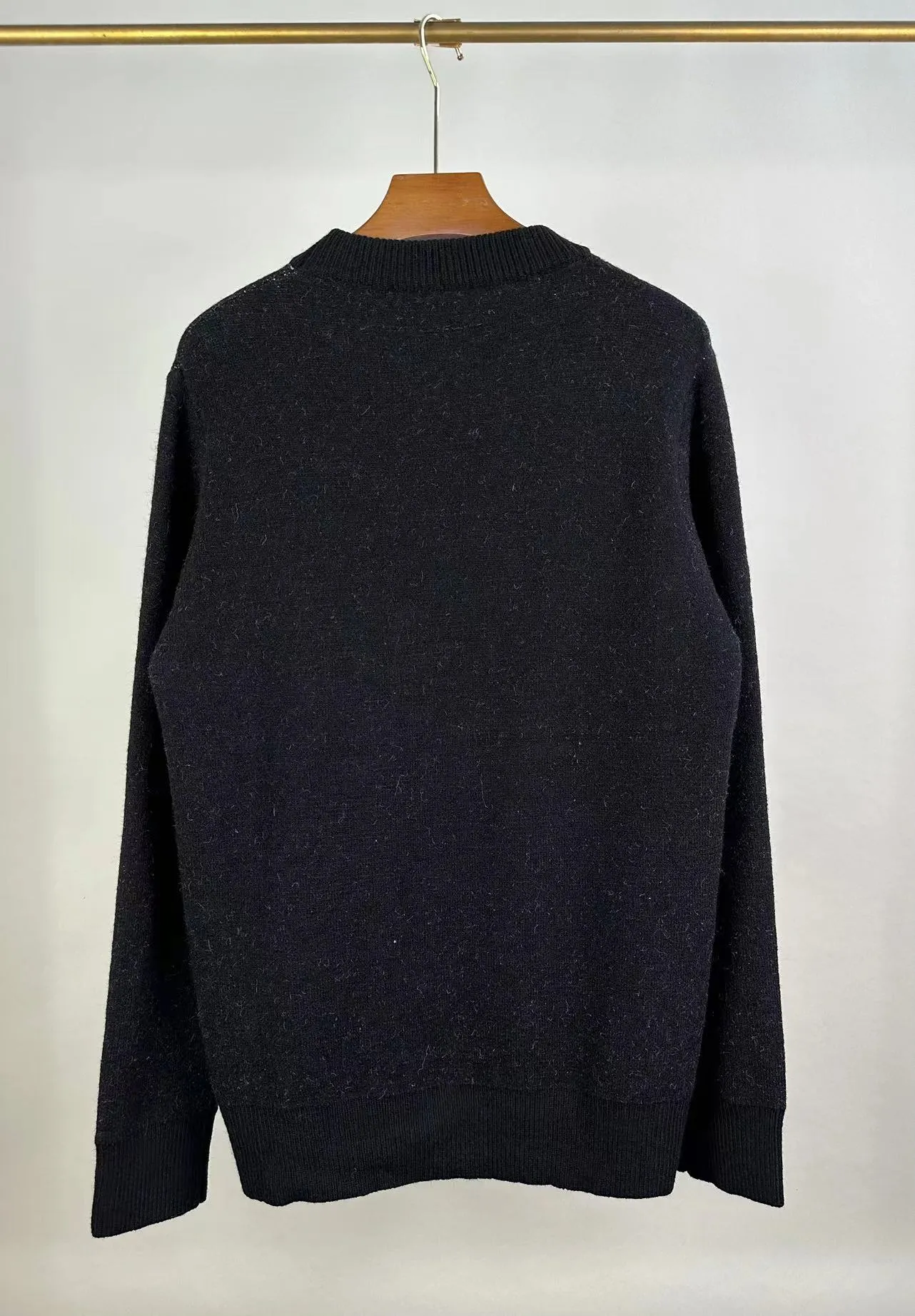 P240 🎉🎉AMIRI autumn and winter new style, partial jacquard letter logo on the front, European and American style sweater, color: fluorescent green, brown, black, size: S M L XL XXL