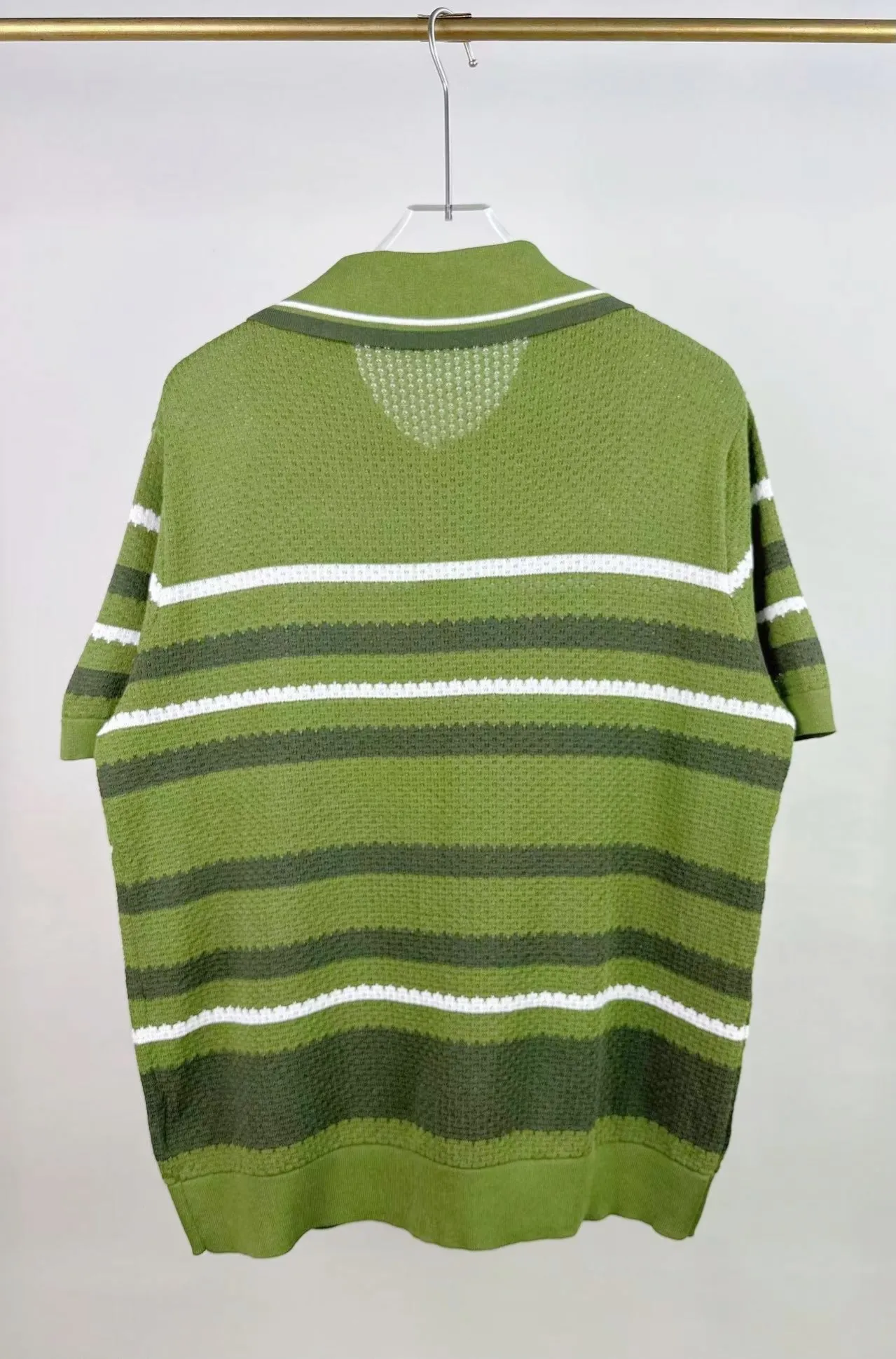 P210 🎉AMIRI new sweater short-sleeved POLO shirt, thin and breathable, embroidered hem, color: green black number: S M L XL XXL