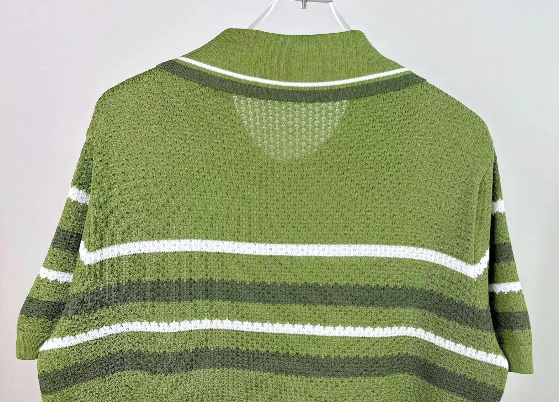 P210 🎉AMIRI new sweater short-sleeved POLO shirt, thin and breathable, embroidered hem, color: green black number: S M L XL XXL