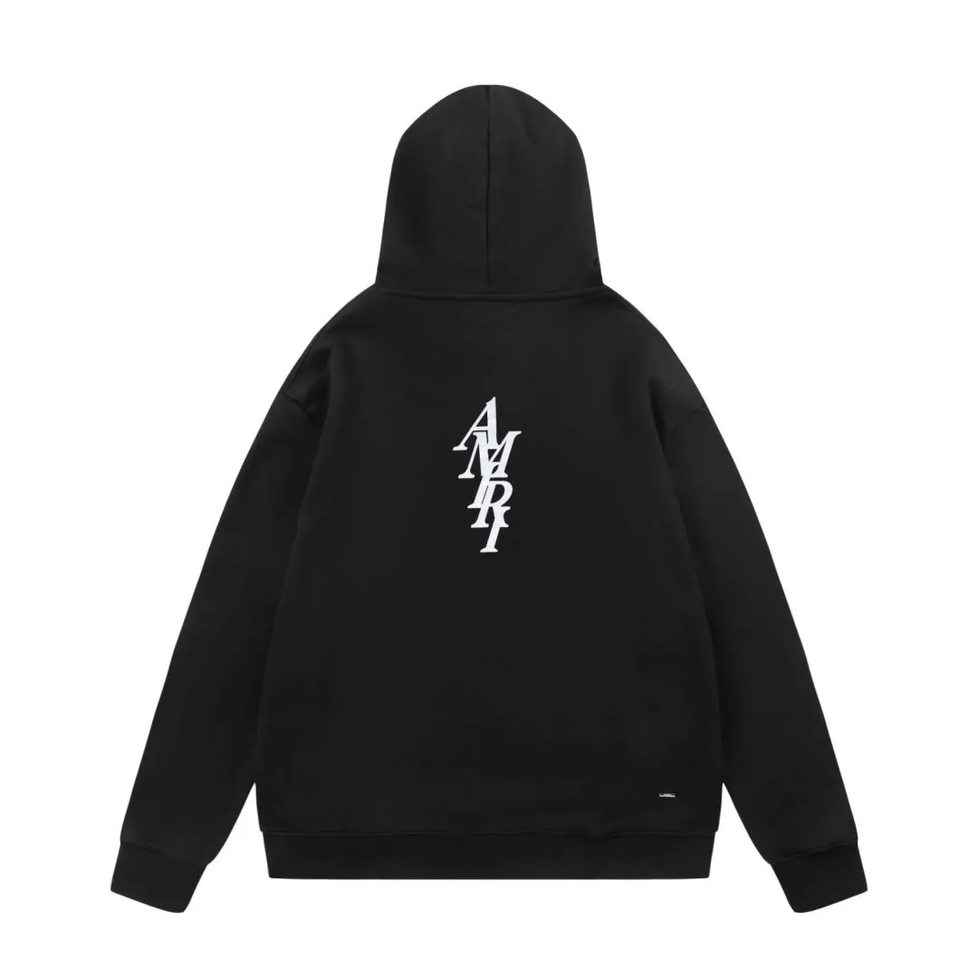 7182#P300AMIRI printed LOGO hooded sweatshirt, color: turquoise green, black, size: S M L XL