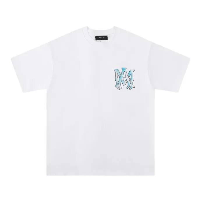 Style number: 683 P120 Fabric: 260g double yarn AMIRI 2025 spring and summer new logo round neck T-shirt high street unisex style loose classic letter short sleeves Color: White Black Size: S M L XL