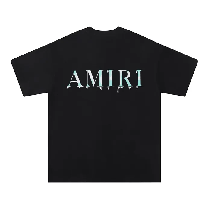 Style number: 683 P120 Fabric: 260g double yarn AMIRI 2025 spring and summer new logo round neck T-shirt high street unisex style loose classic letter short sleeves Color: White Black Size: S M L XL